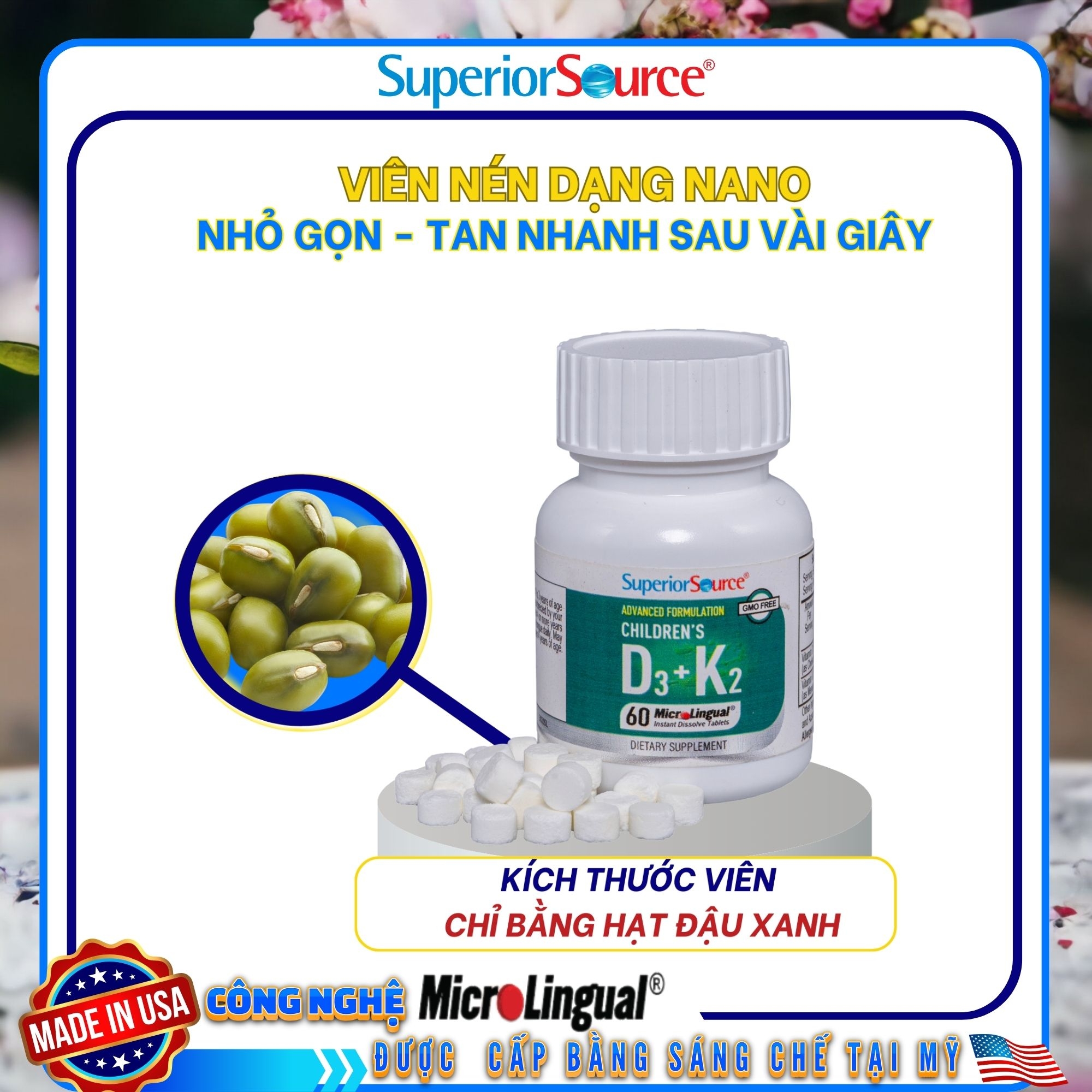 Children’s D3 + K2 – Bổ sung vitamin D3 và K2, hỗ trợ hấp thu canxi, tốt cho xương và răng của bé