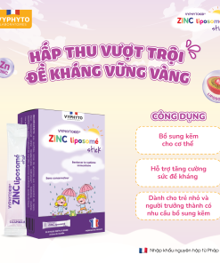 Thực phẩm bảo vệ sức khỏe VYPHYTOKID ZINC liposomé stick hỗ trợ bổ sung kẽm (hộp 14 gói)
