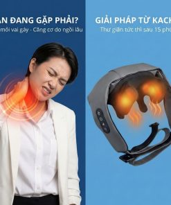 Máy massage cổ vay gáy 4D Kachi MK395 mô phỏng bàn tay người, không dây tiện lợi