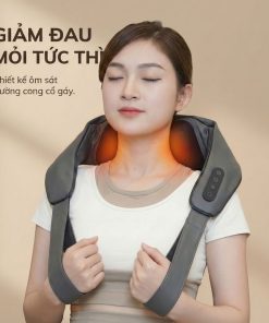 Máy massage cổ vay gáy 4D Kachi MK395 mô phỏng bàn tay người, không dây tiện lợi