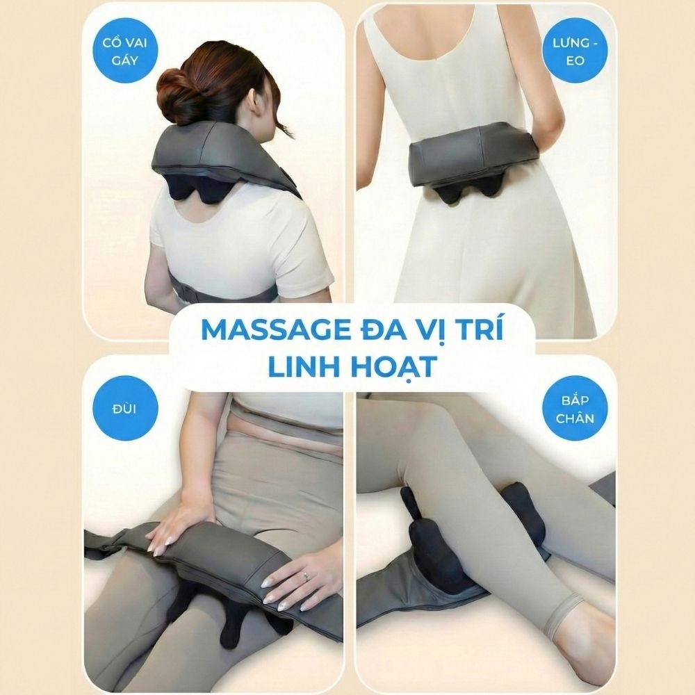 Máy massage cổ vay gáy 4D Kachi MK395 mô phỏng bàn tay người, không dây tiện lợi