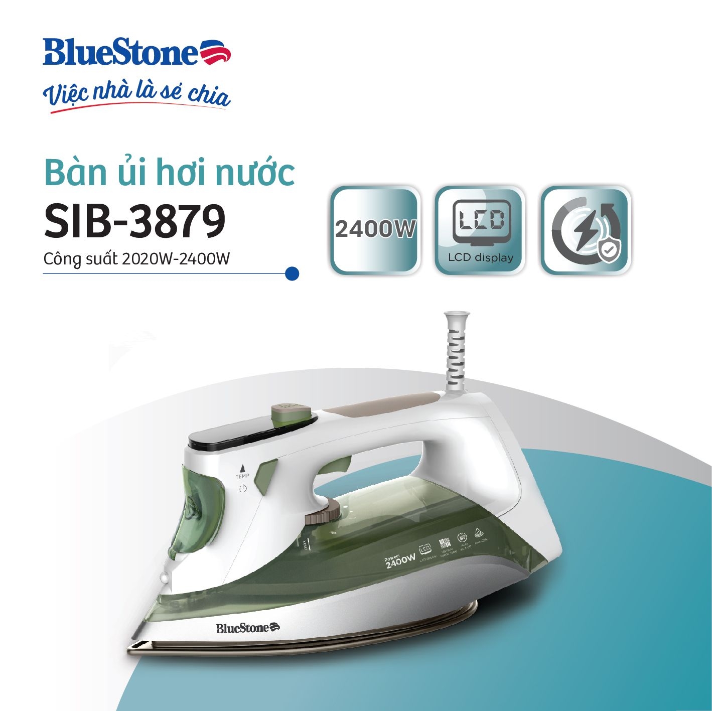 Bàn Ủi Hơi Nước BlueStone SIB-3879 0.35 Lít 2020-2400W
