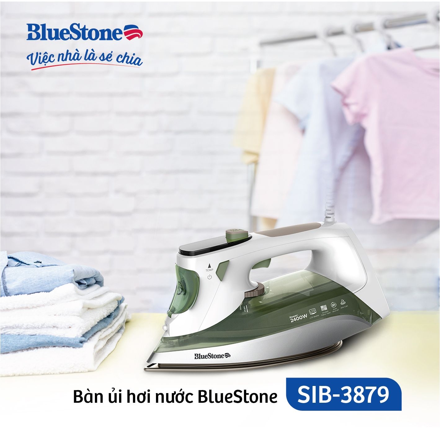 Bàn Ủi Hơi Nước BlueStone SIB-3879 0.35 Lít 2020-2400W