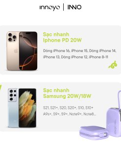 Sạc dự phòng tích hợp dây InnoPower Wired Charging 10000mAh