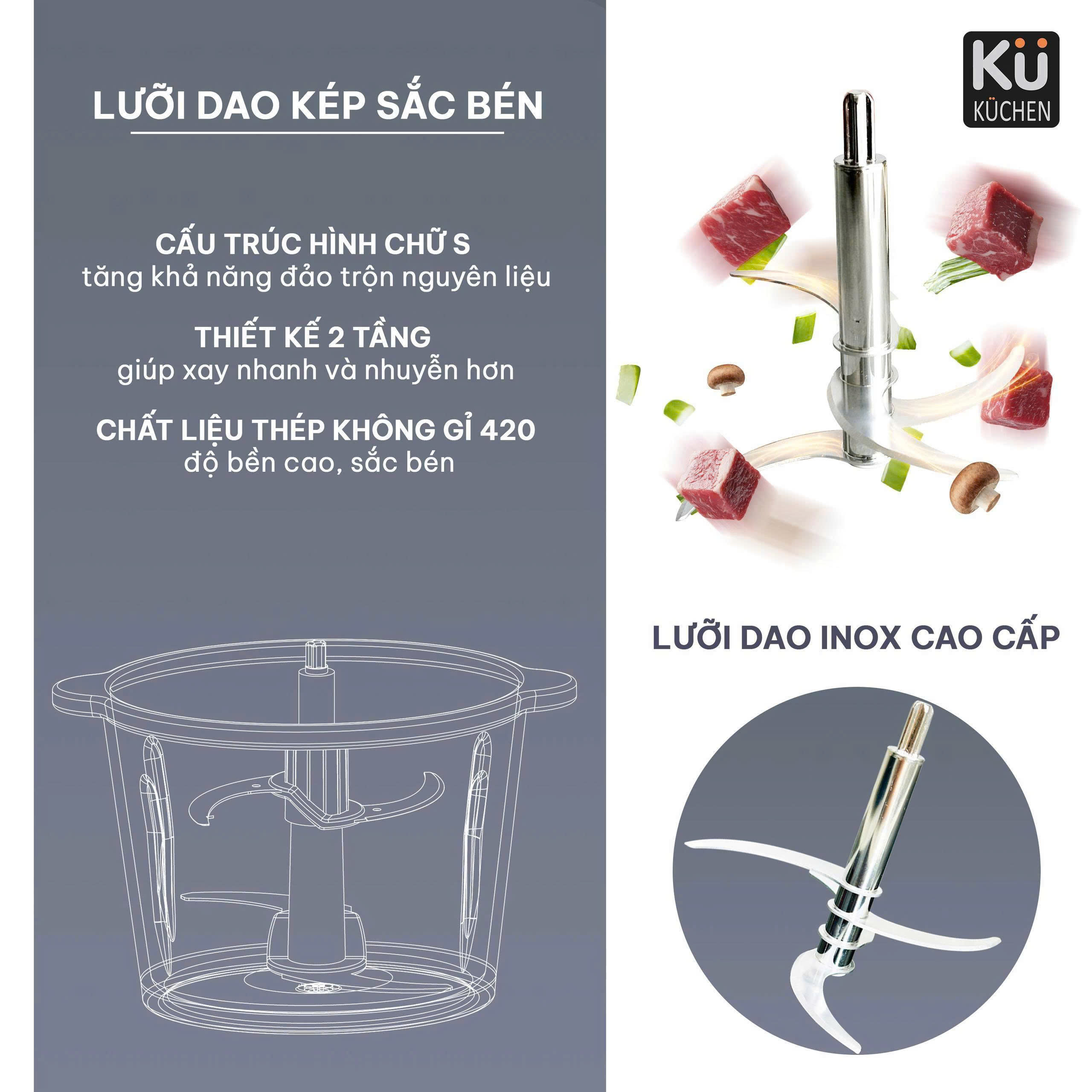 Máy xay thực phẩm đa năng KU DKFC1212