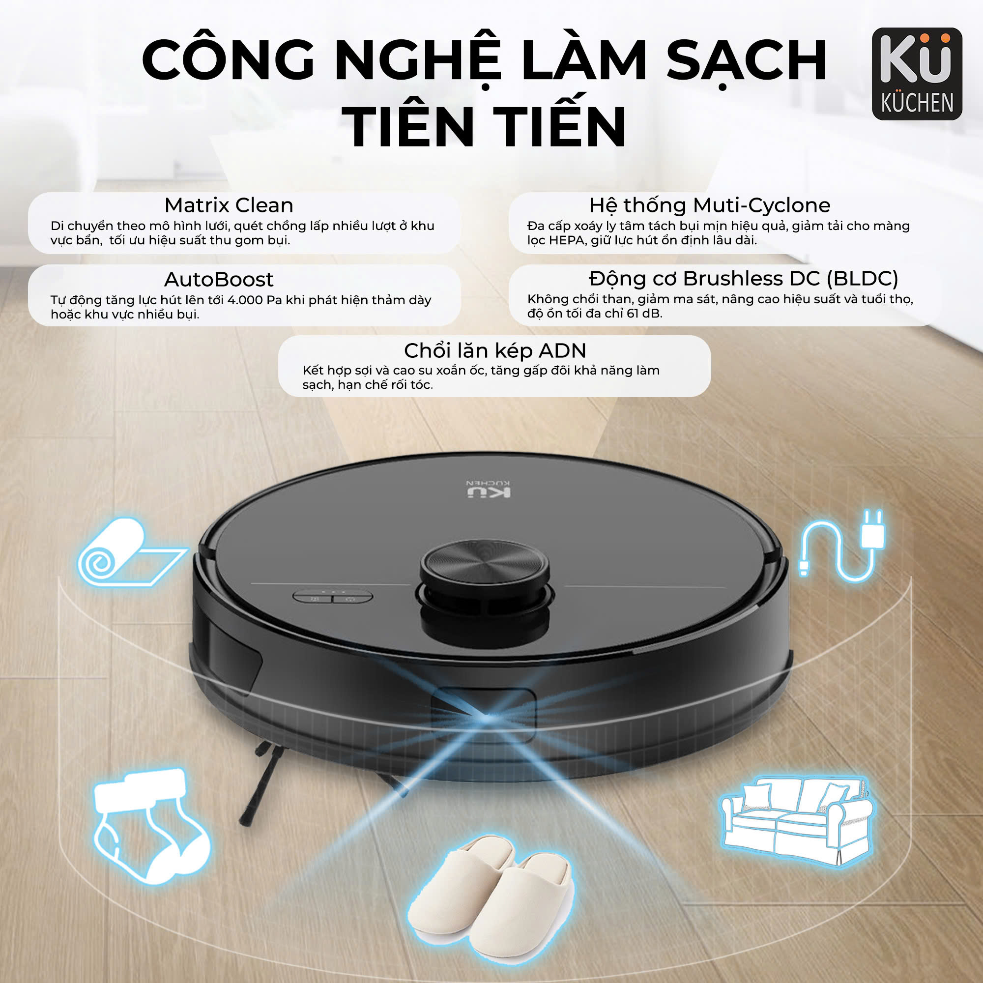Robot hút bụi lau nhà KU PPR3006