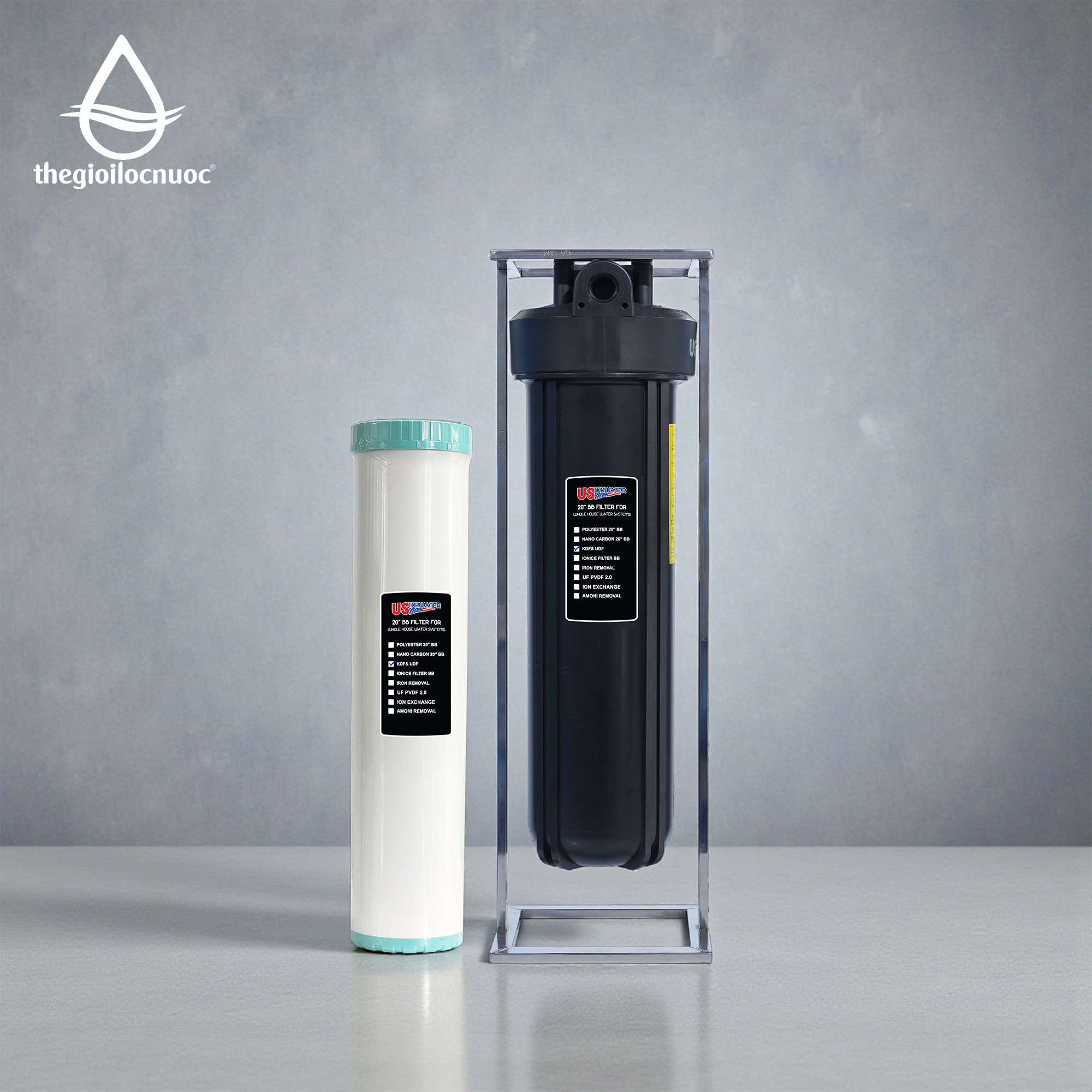 Bộ lọc xử lý kim loại nặng USTopwater 20 inches béo, model KDF-45-AS