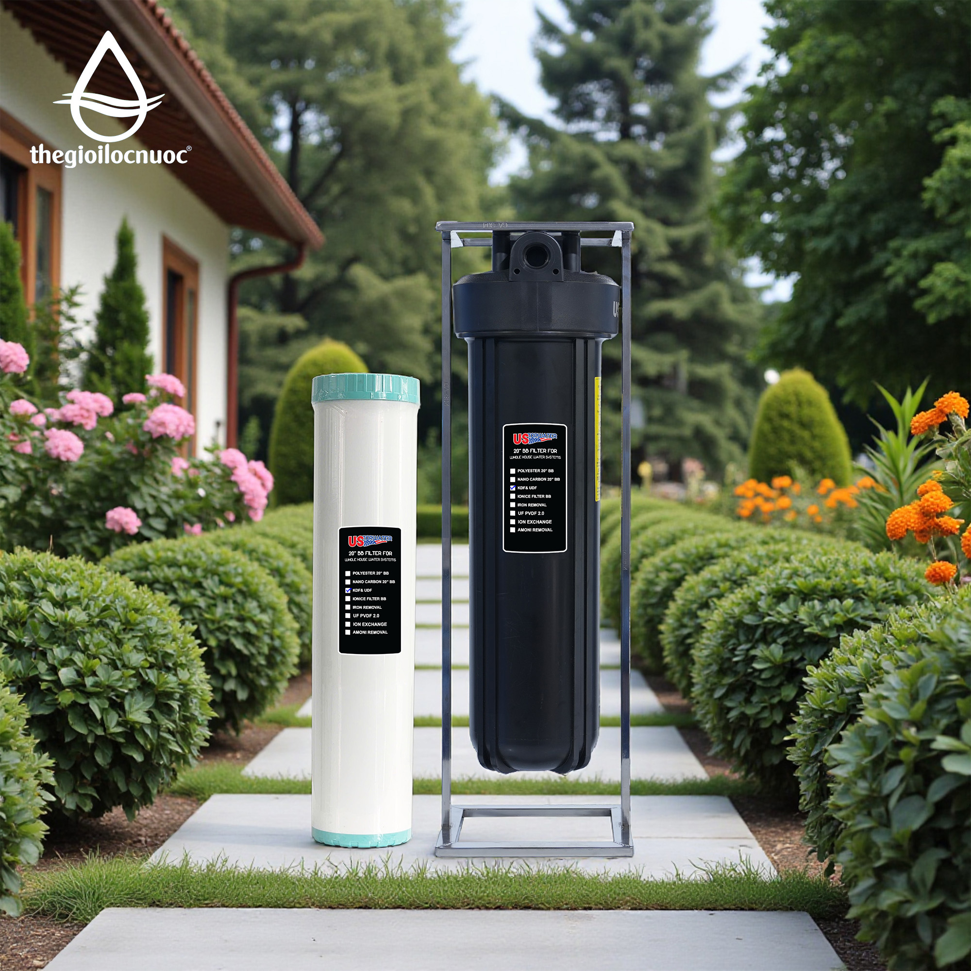 Bộ lọc xử lý kim loại nặng USTopwater 20 inches béo, model KDF-45-AS