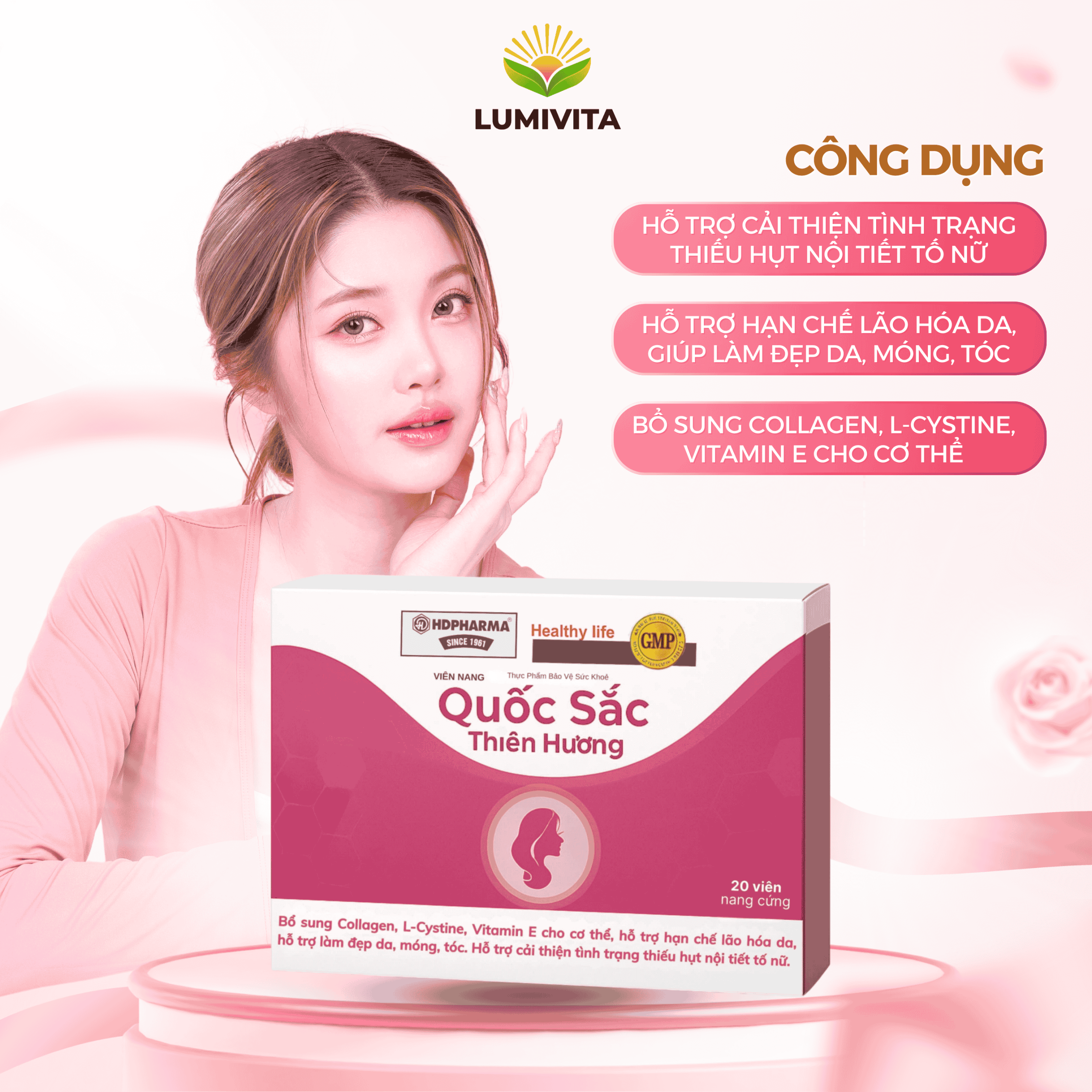 Viên nang QUỐC SẮC THIÊN HƯƠNG hỗ trợ tăng cường nội tiết tố nữ (hộp 20 viên)
