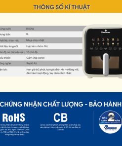 Nồi chiên không dầu điện tử BLUESTONE AFB-5861 7 Lít 1800W