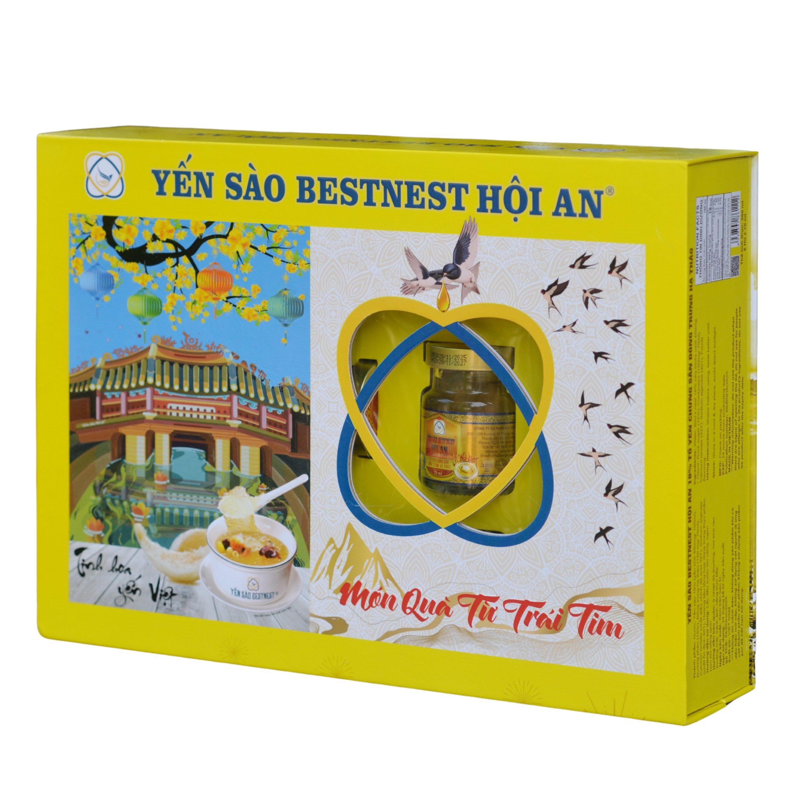 Tổ yến chưng sẵn BESTNEST Hội An 18% Đông trùng hạ thảo Tết 2026 – Hộp cứng 8 hũ