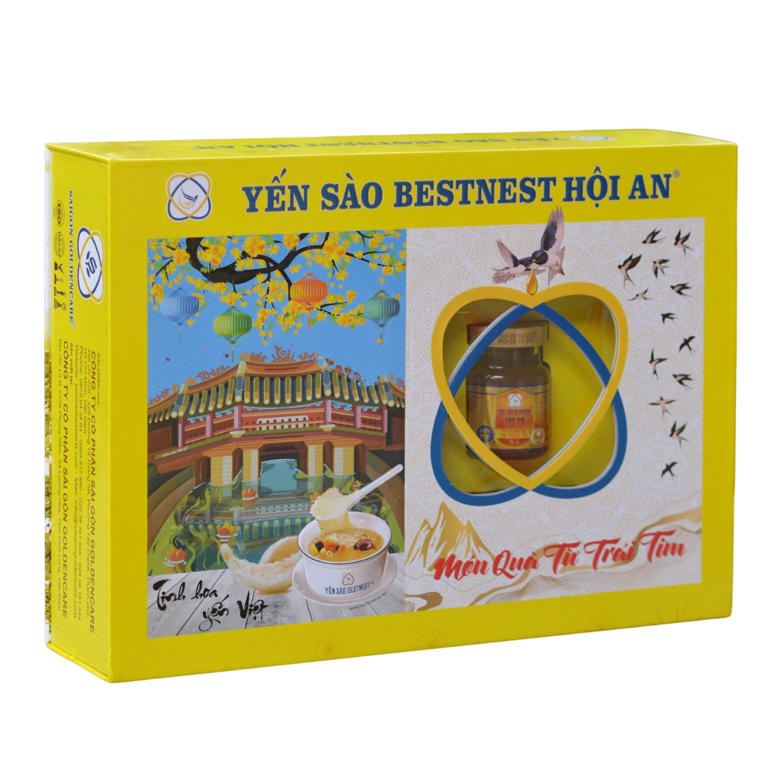 Tổ yến chưng sẵn BESTNEST Hội An 18% Đông trùng hạ thảo Tết 2026 – Hộp cứng 8 hũ