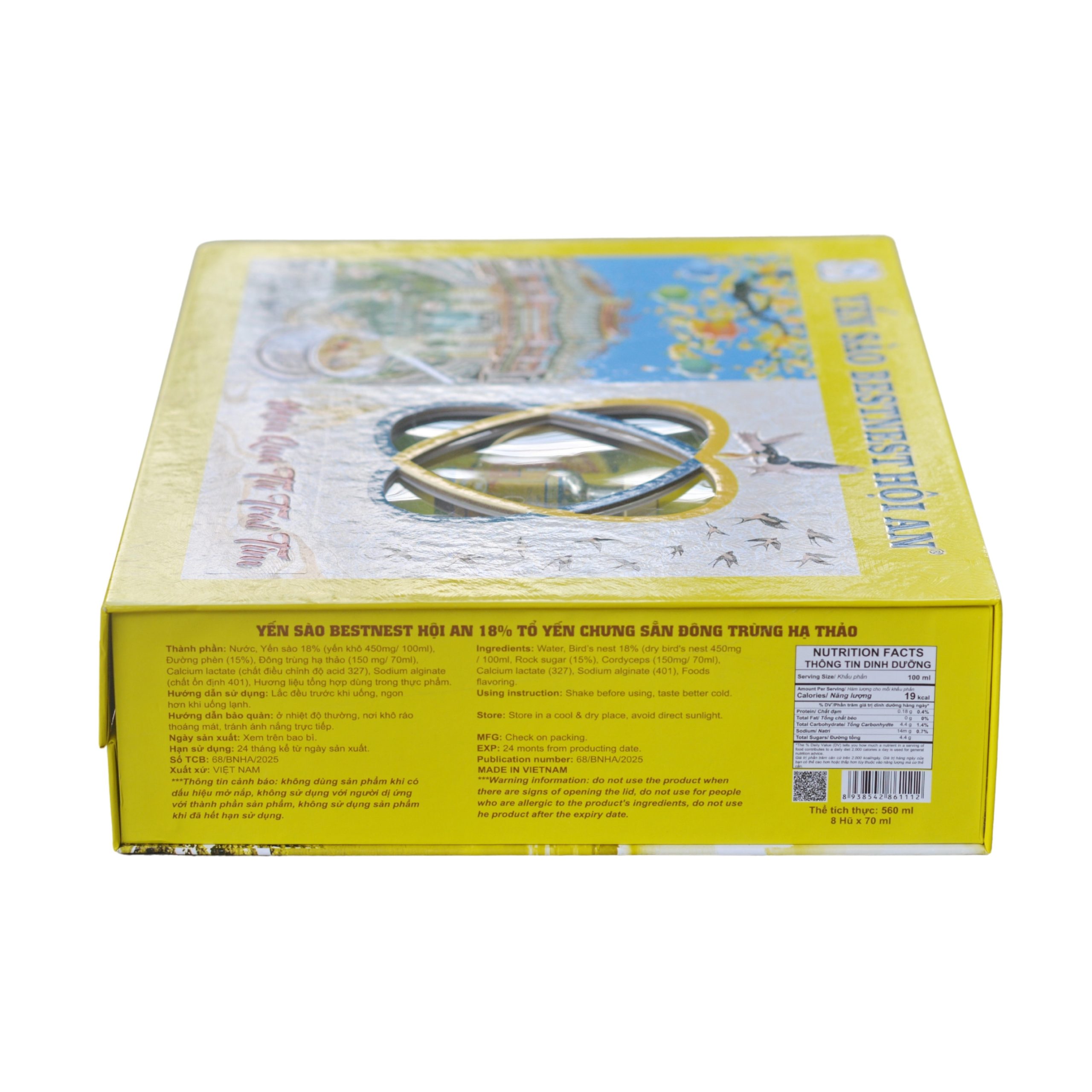 Tổ yến chưng sẵn BESTNEST Hội An 18% Đông trùng hạ thảo Tết 2026 – Hộp cứng 8 hũ