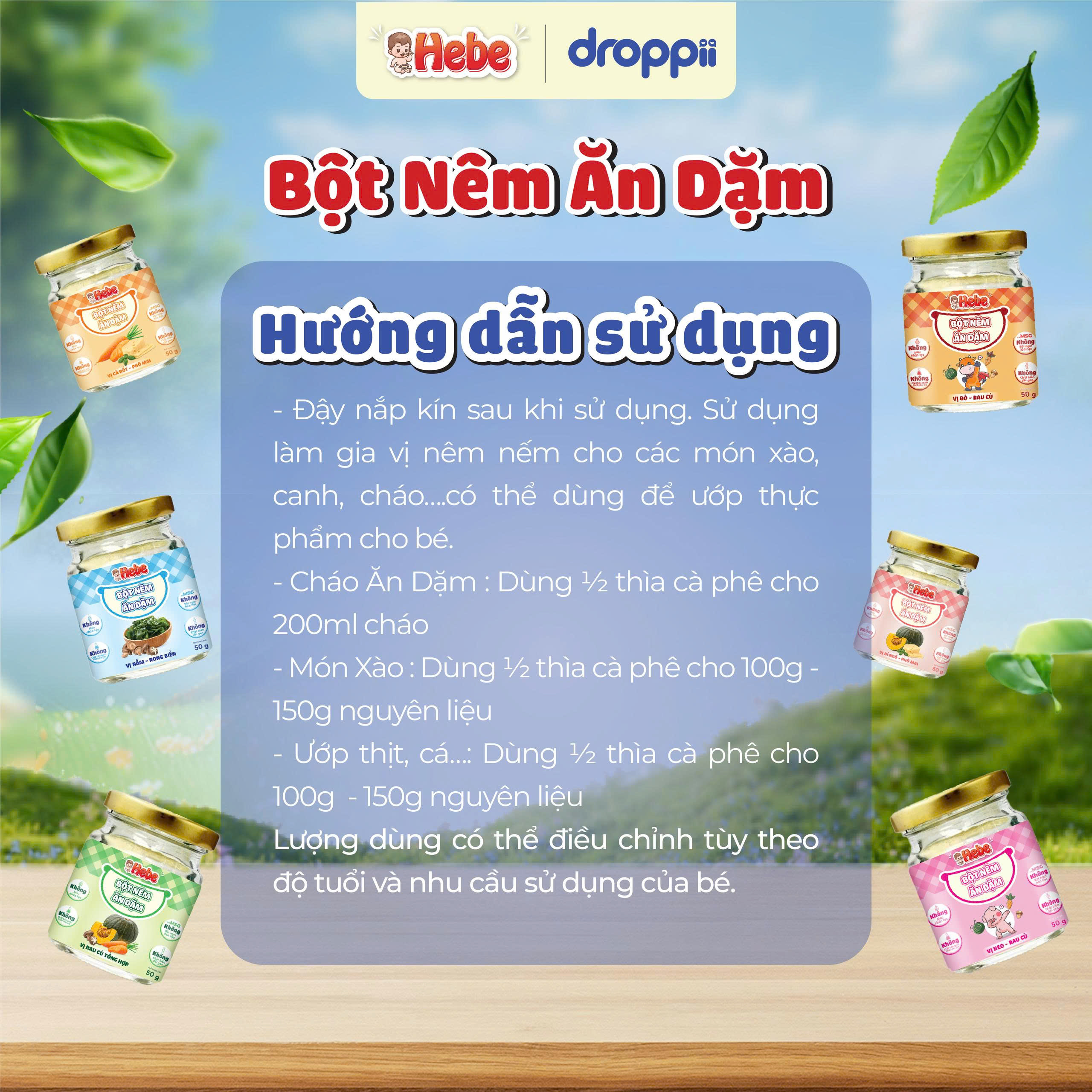 Bột Nêm Rau Củ – Bò Rau Củ HEBE kích thích vị giác cho bé (hũ 50g)