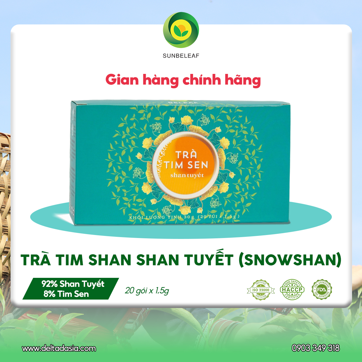 Trà Tim Sen Shan Tuyết Cổ Thụ Sunbeleaf – Thích Hợp Cho Người Chú Trọng Lối Sống Điều Độ Và Sức Khỏe Bên Trong – Hộp 20 Gói Túi Lọc