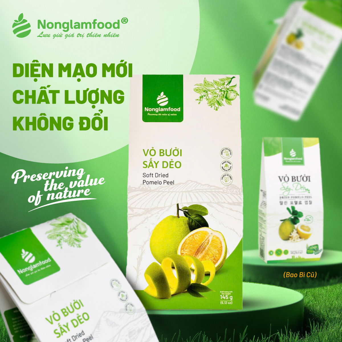 Vỏ bưởi sấy dẻo Nonglamfood (hộp 145g)