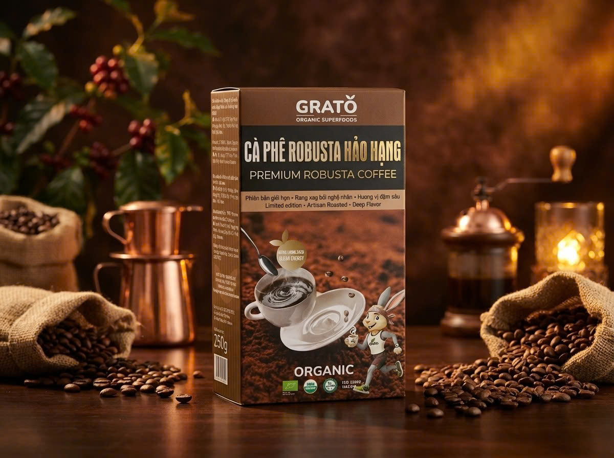 Cà Phê Robusta Organic Hảo Hạng Grato – Rang Xay Nghệ Nhân