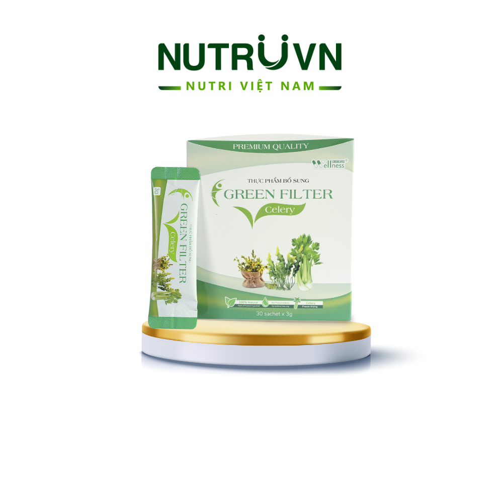Bột cần tây sấy lạnh Green Filter Celery – Bổ sung chất xơ, thanh lọc cơ thể, giảm cholesterol 30 gói