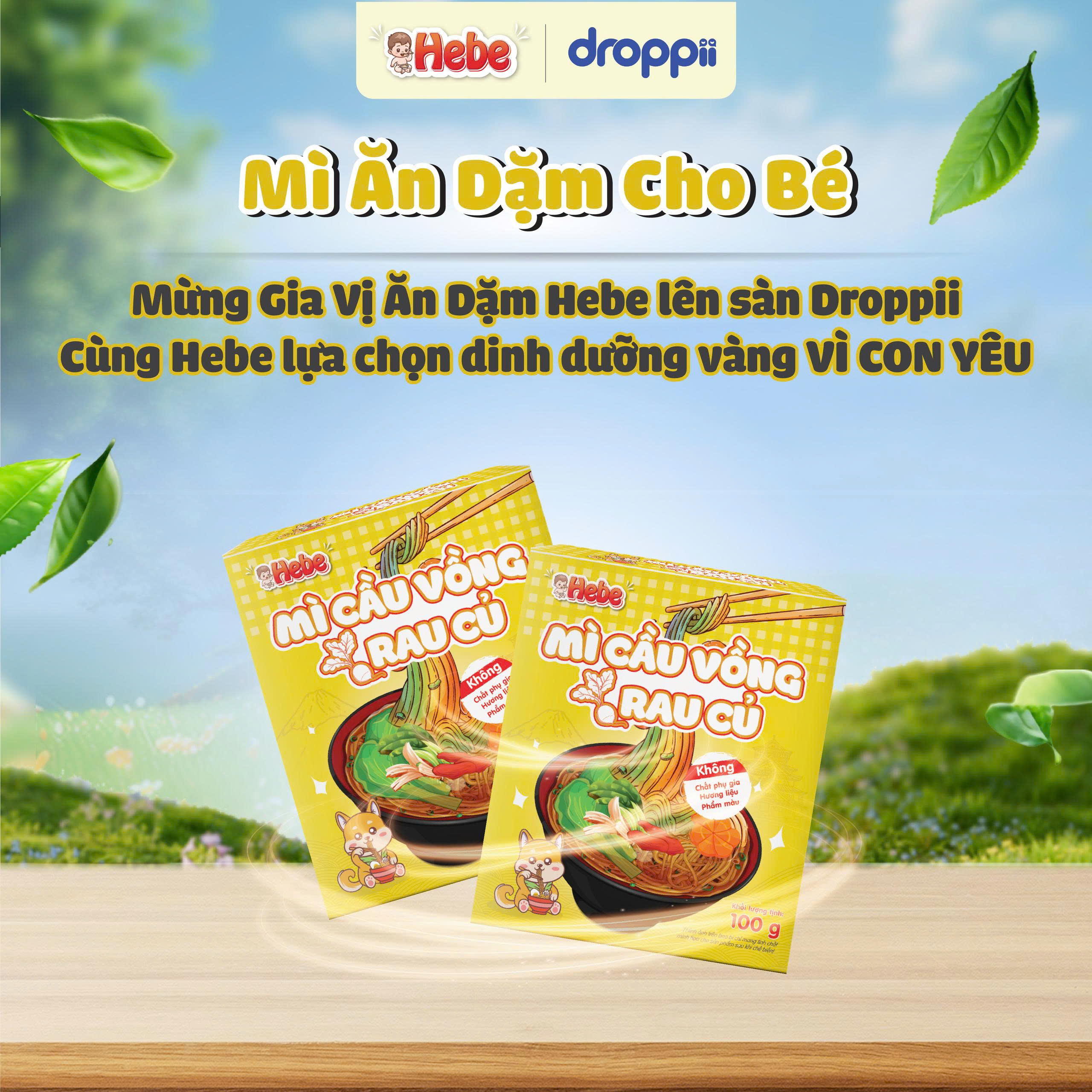 Mì Cầu Vồng Rau Củ HEBE bổ sung dinh dưỡng từ ngũ cốc & rau củ (hộp 100g)