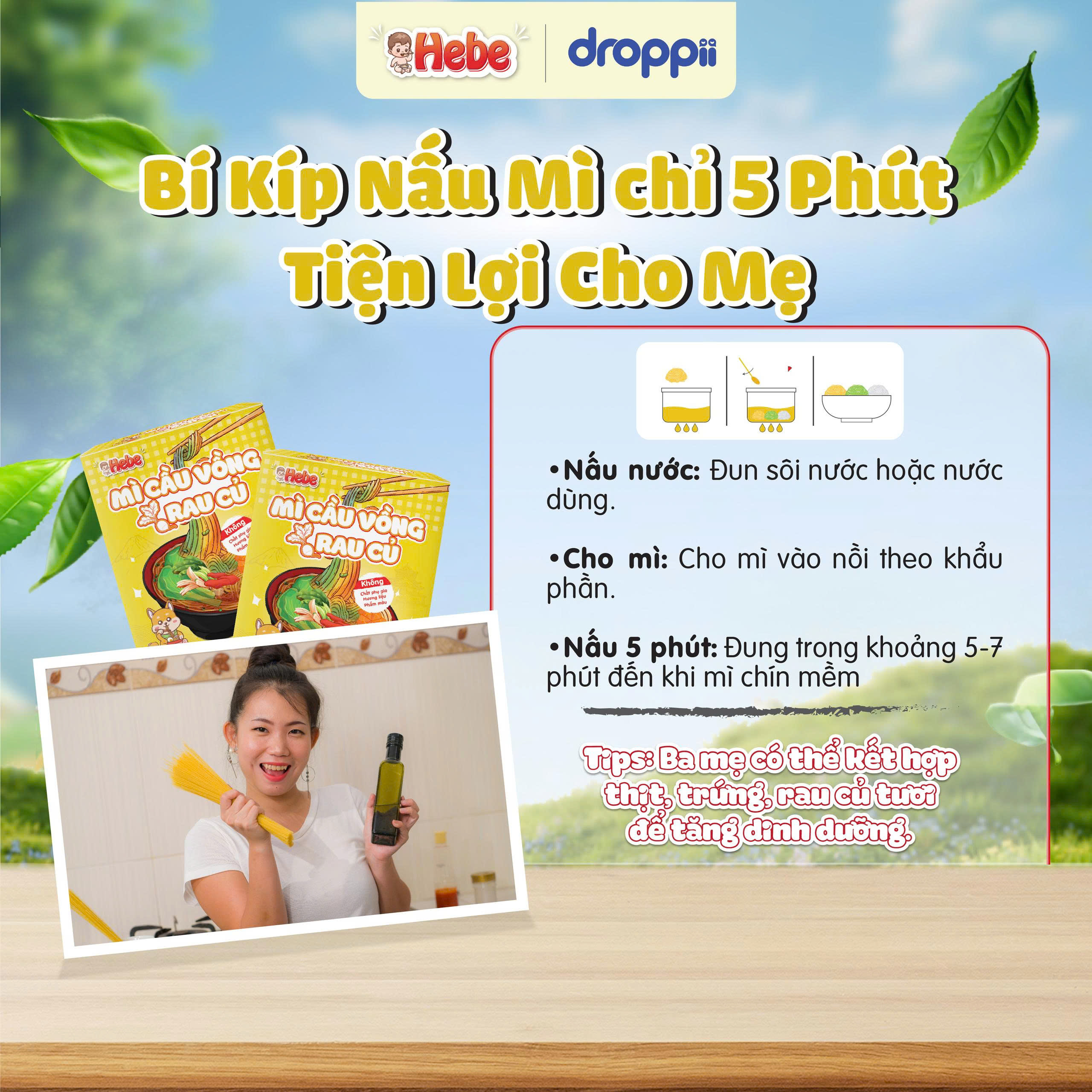 Mì Cầu Vồng Rau Củ HEBE bổ sung dinh dưỡng từ ngũ cốc & rau củ (hộp 100g)