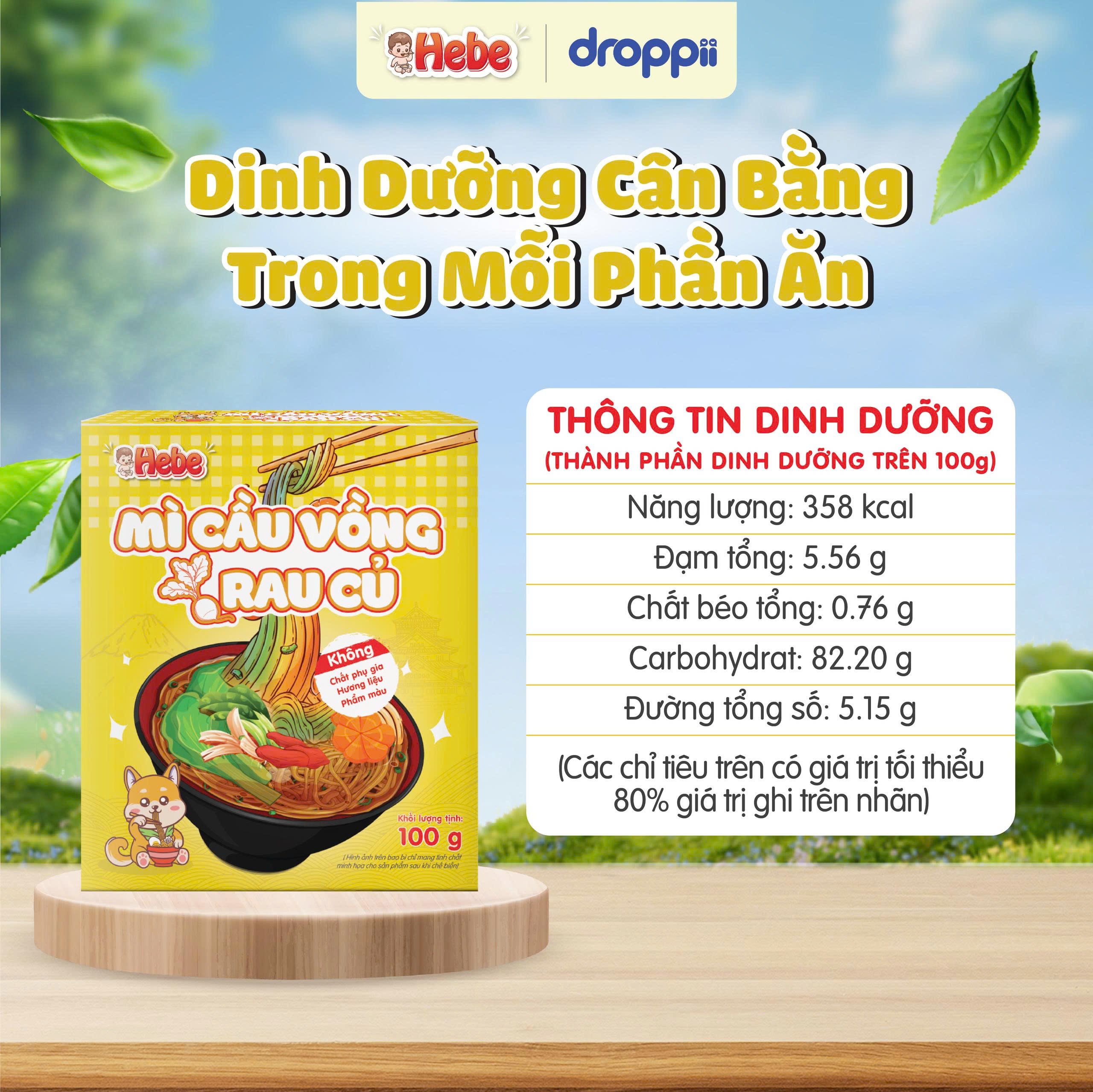 Mì Cầu Vồng Rau Củ HEBE bổ sung dinh dưỡng từ ngũ cốc & rau củ (hộp 100g)