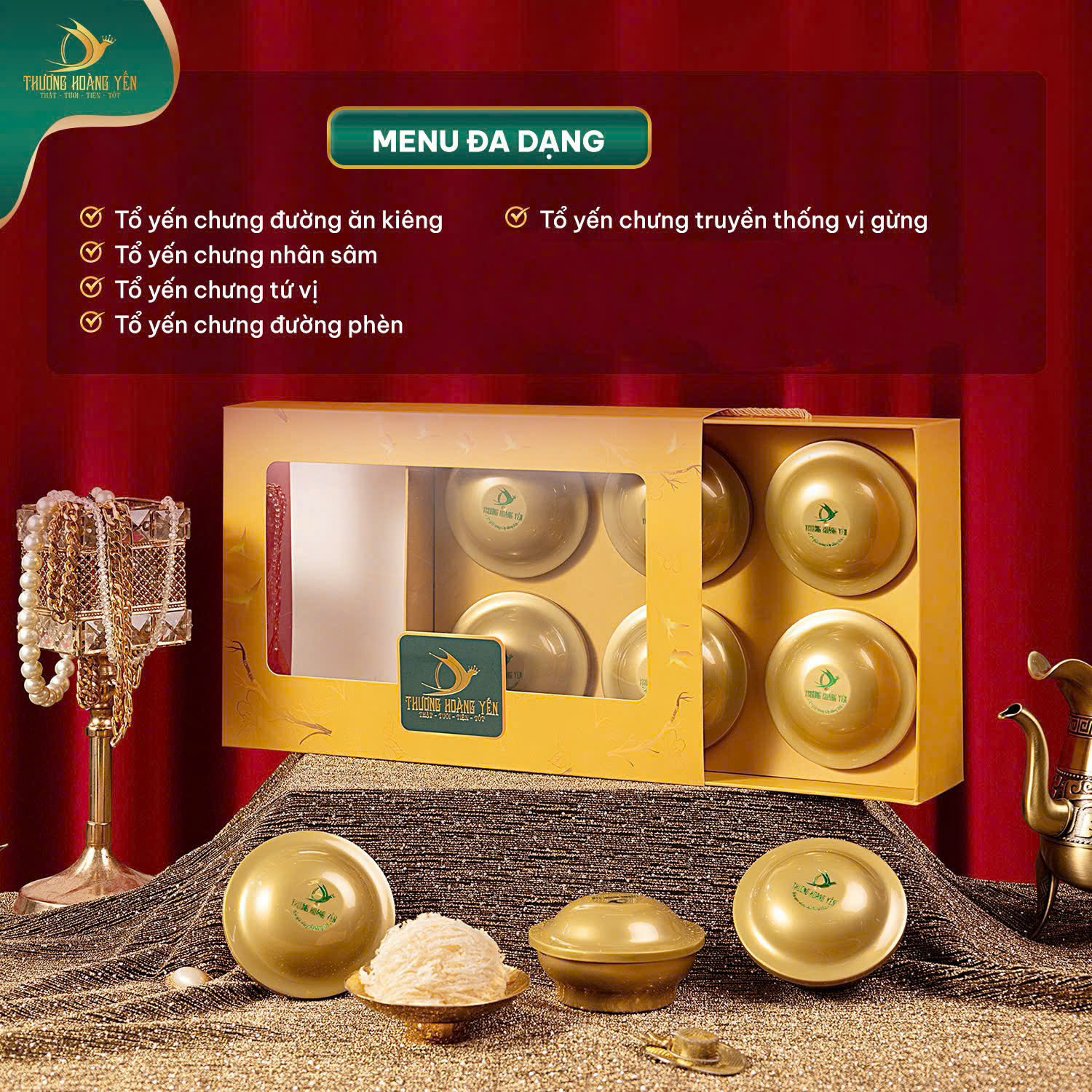 SET 6 Yến chưng Ăn liền mix vị Truyền Thống – THƯỢNG HOÀNG YẾN 140gr