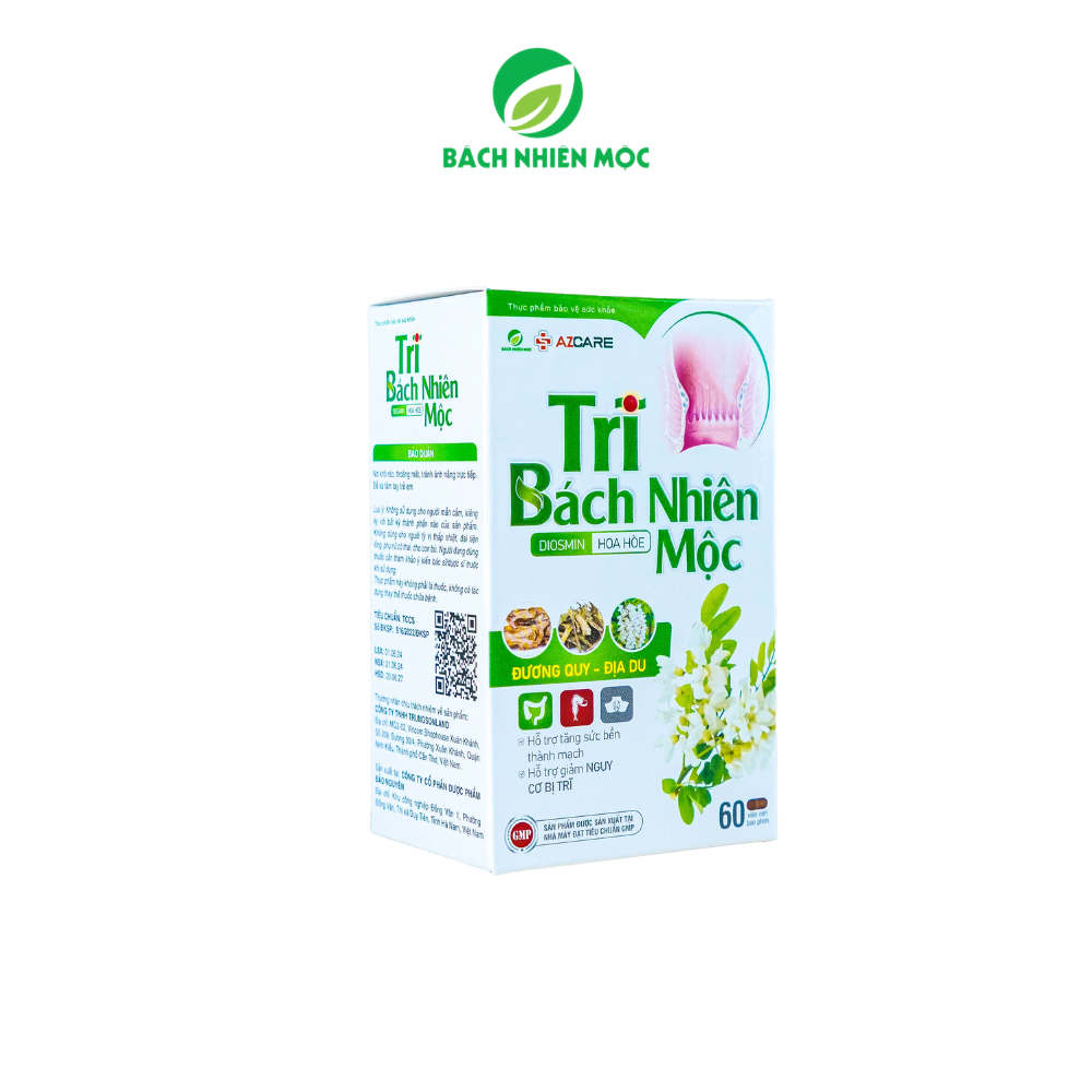 TPBVSK Trĩ Bách Nhiên Mộc hỗ trợ tăng sức bền thành mạch, giảm nguy cơ bị trĩ (Hộp 60 viên)