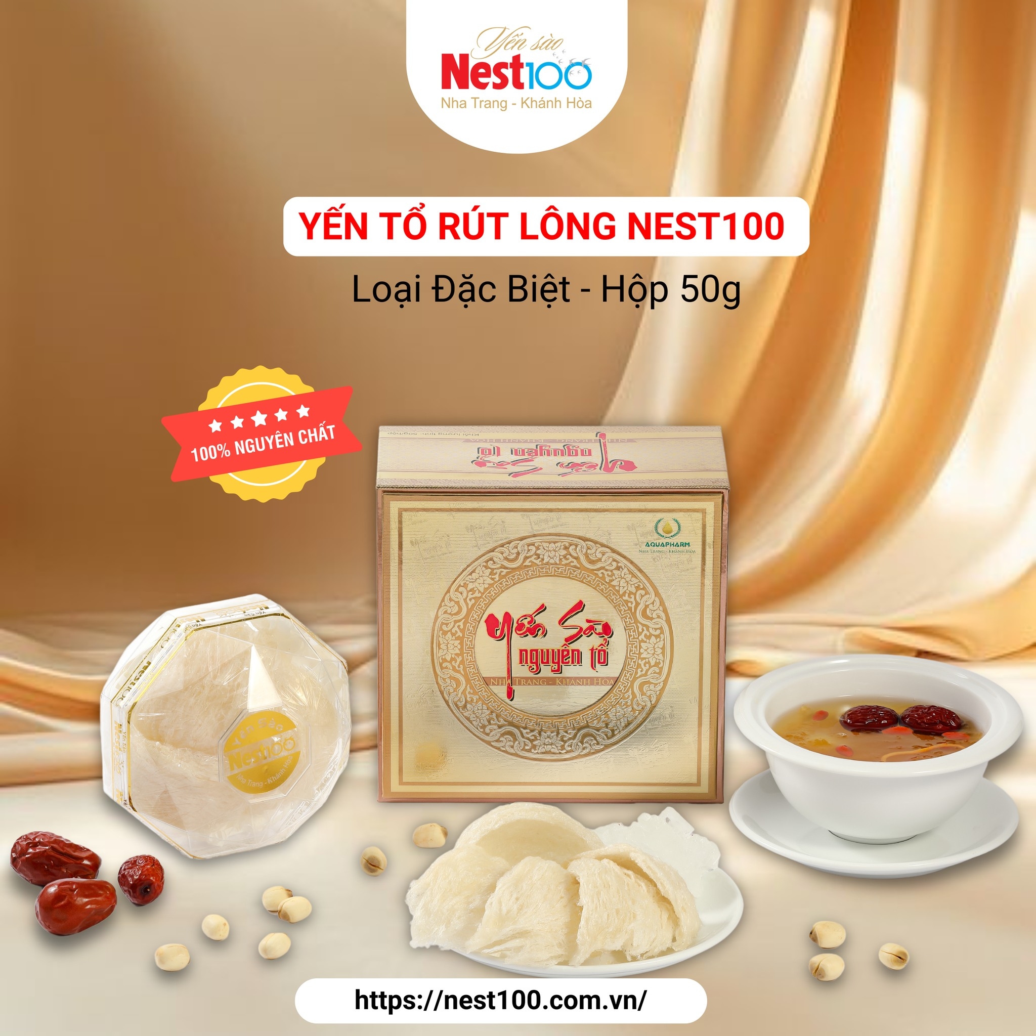Yến tổ Nest100 – Rút lông loại đặc biệt (50g + túi)