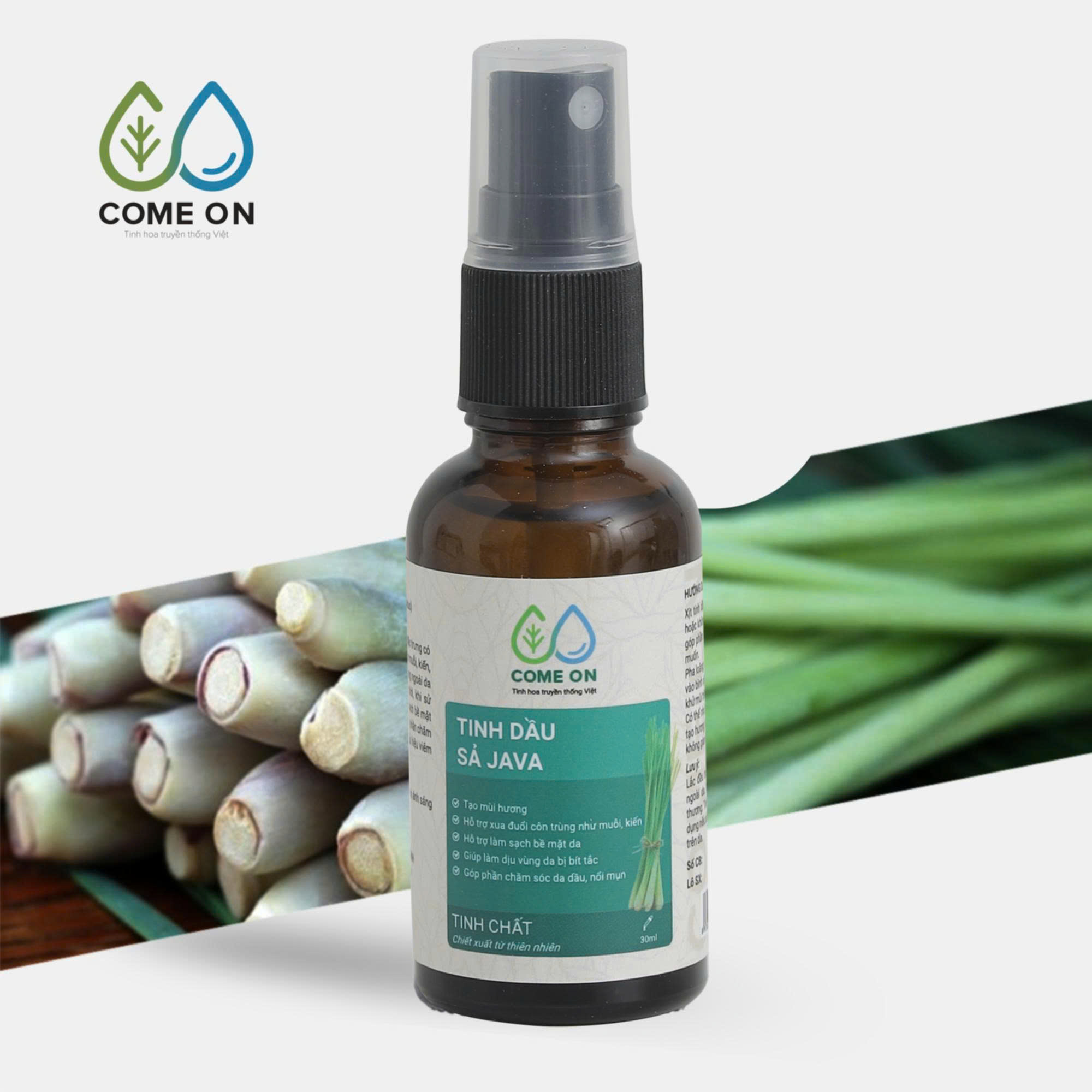 Tinh dầu sả Java đuổi muỗi, khử mùi, làm sạch da 30ml