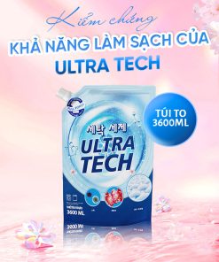 Thùng 4 túi Nước giặt xả Ultra Tech hương ngàn hoa 3600ml