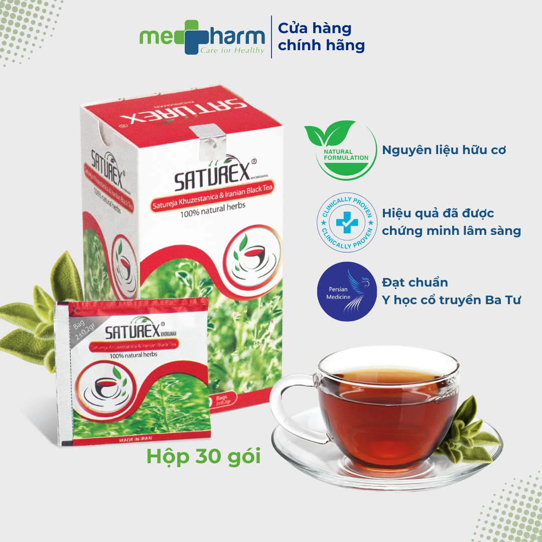 Trà hỗ trợ huyết áp cao và mỡ máu Saturex (Hộp 30 gói)