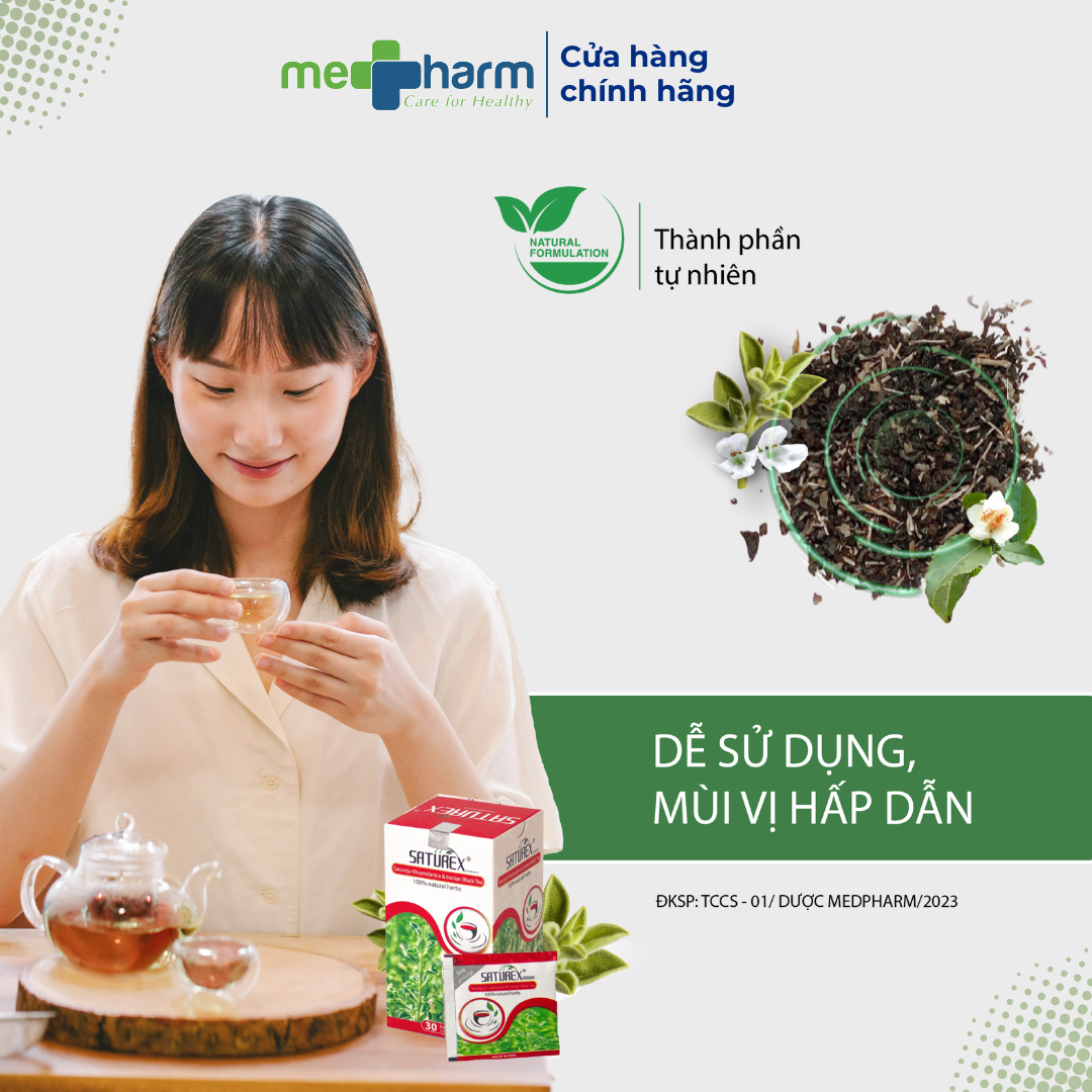 Trà hỗ trợ huyết áp cao và mỡ máu Saturex (Hộp 30 gói)
