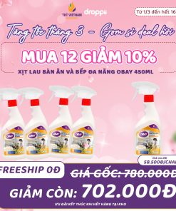 Xịt lau bàn ăn và bếp đa năng OBAY – Hương sả chanh 450ml