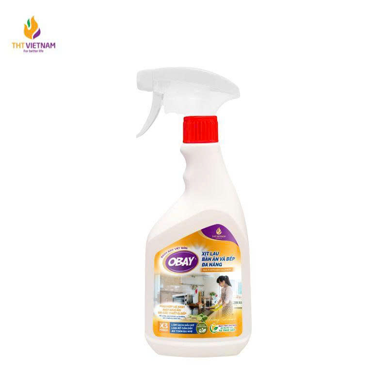 Xịt lau bàn ăn và bếp đa năng OBAY – Hương sả chanh 450ml