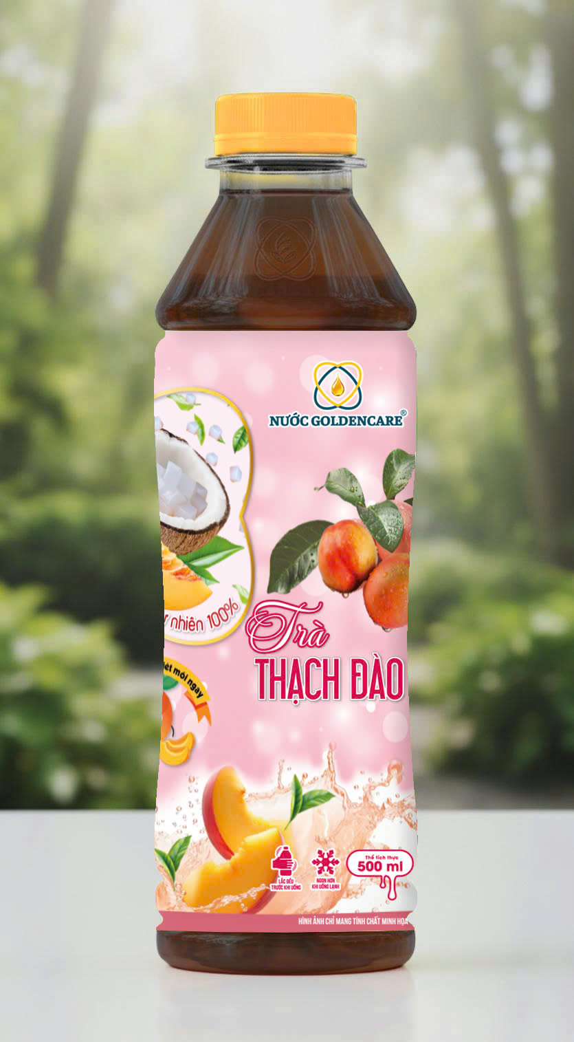 THÙNG 24 CHAI NƯỚC GOLDENCARE – TRÀ THẠCH ĐÀO 500ml