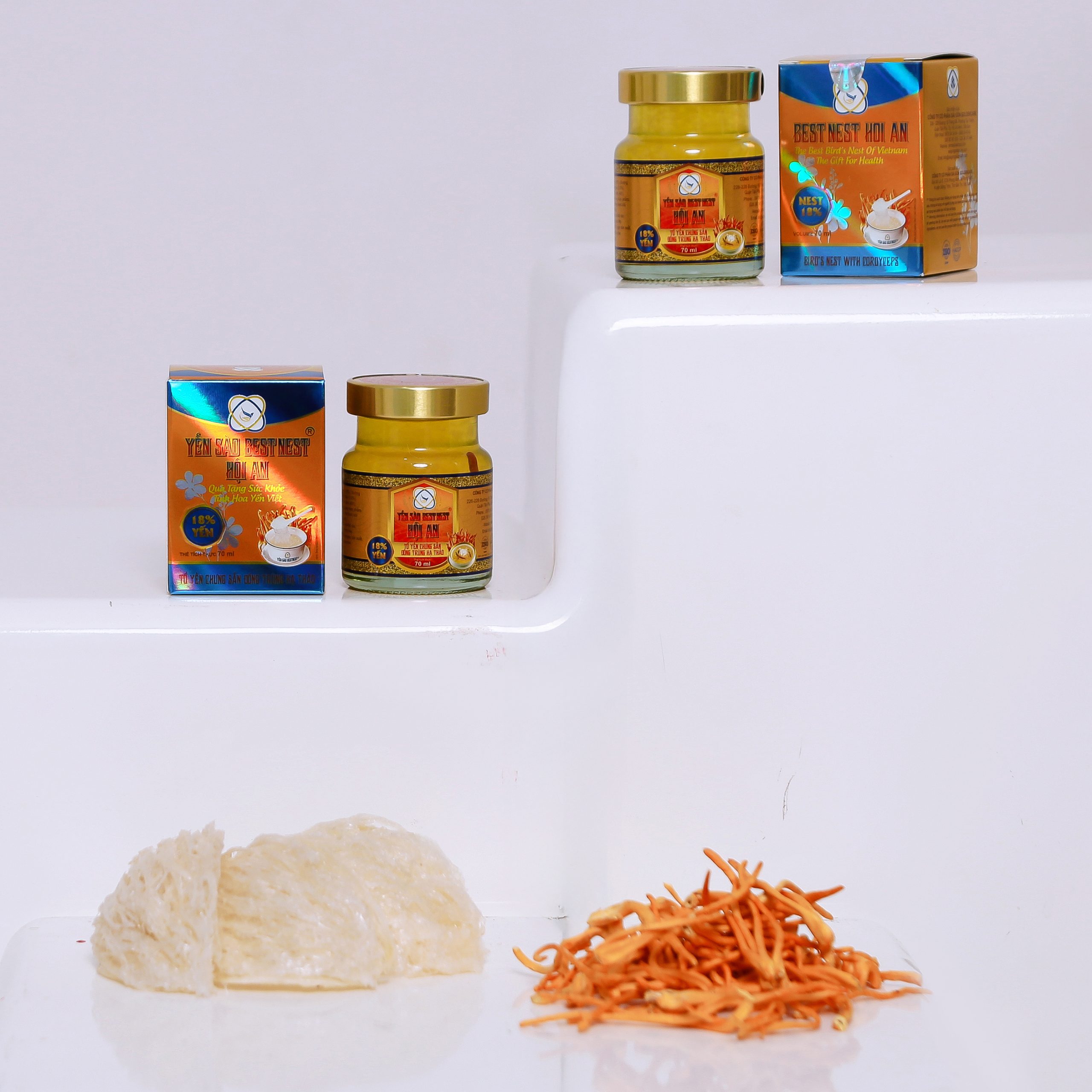 Hộp 1 hũ Tổ yến chưng sẵn BESTNEST HỘI AN 18% Đông Trùng Hạ Thảo