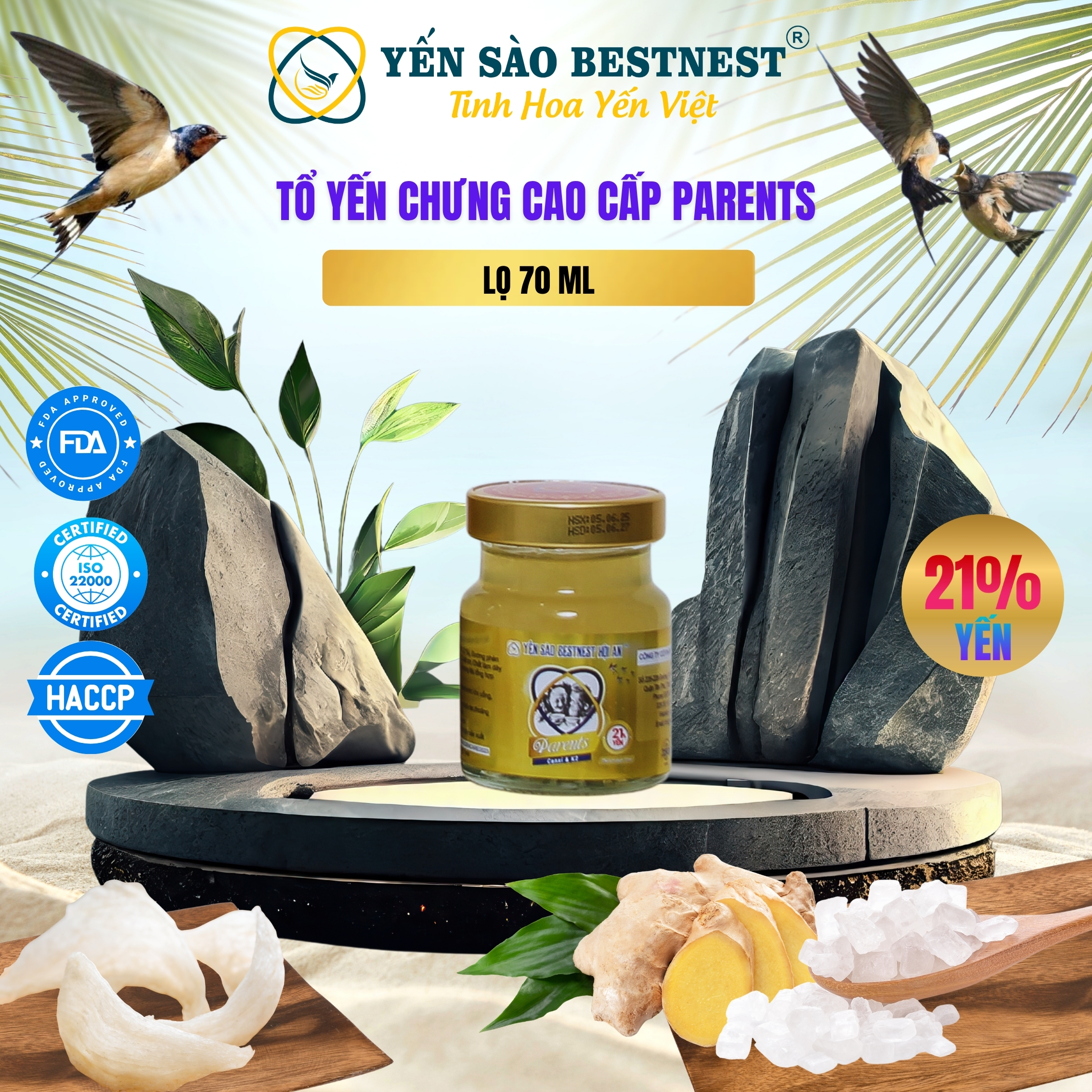 Tổ yến chưng sẵn BESTNEST Hội An 21% Parents Tết 2026 – Hộp cứng 8 hũ