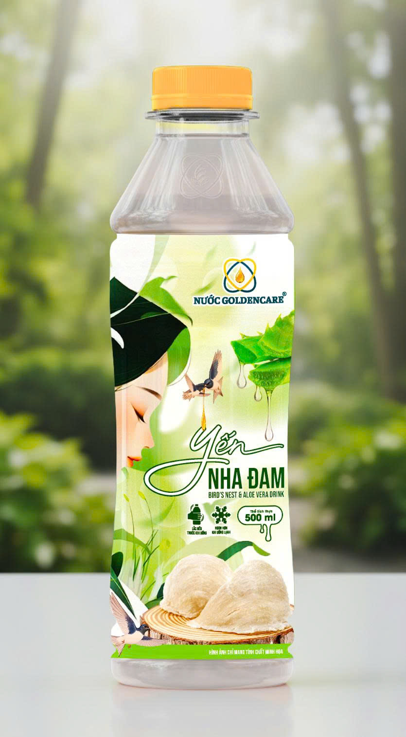 THÙNG 24 CHAI NƯỚC GOLDENCARE – YẾN NHA ĐAM 500ml