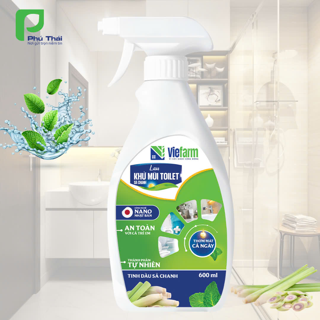 Lau khử mùi toilet sả chanh VIEFARM 600ml