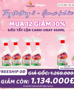 Siêu tẩy cặn canxi Obay 450ml (tẩy vách kính, sen vòi, lavabo, chậu rửa bát…)