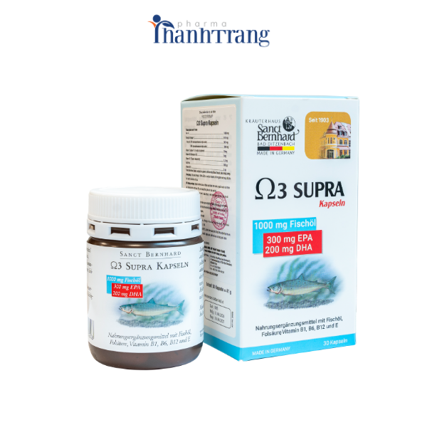 Viên uống Omega 3 SUPRA hỗ trợ giảm mỡ máu tốt cho tim mạch, não bộ, thị lực (hộp 30 viên)
