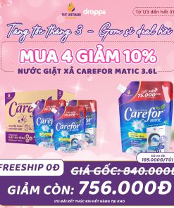 Nước giặt xả đậm đặc Carefor matic 3600ml (hương nắng mai)