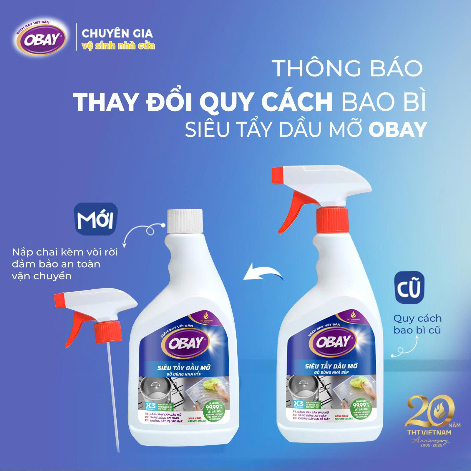 Siêu tẩy dầu mỡ Obay 450ml (tẩy hút mùi nhà bếp, bếp gas, đáy xoong, mặt bếp…)