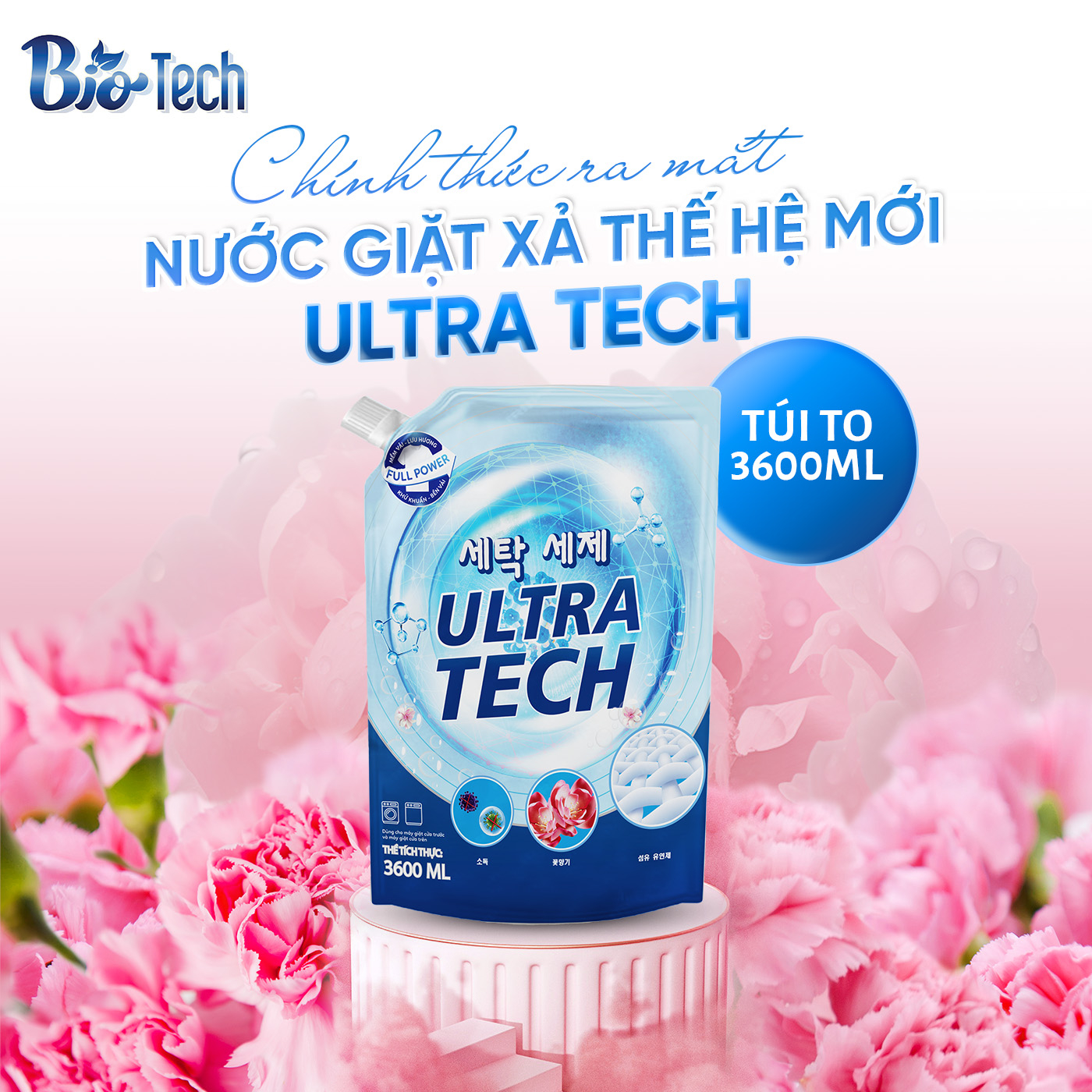 Nước giặt xả Ultra Tech hương ngàn hoa 3600ml