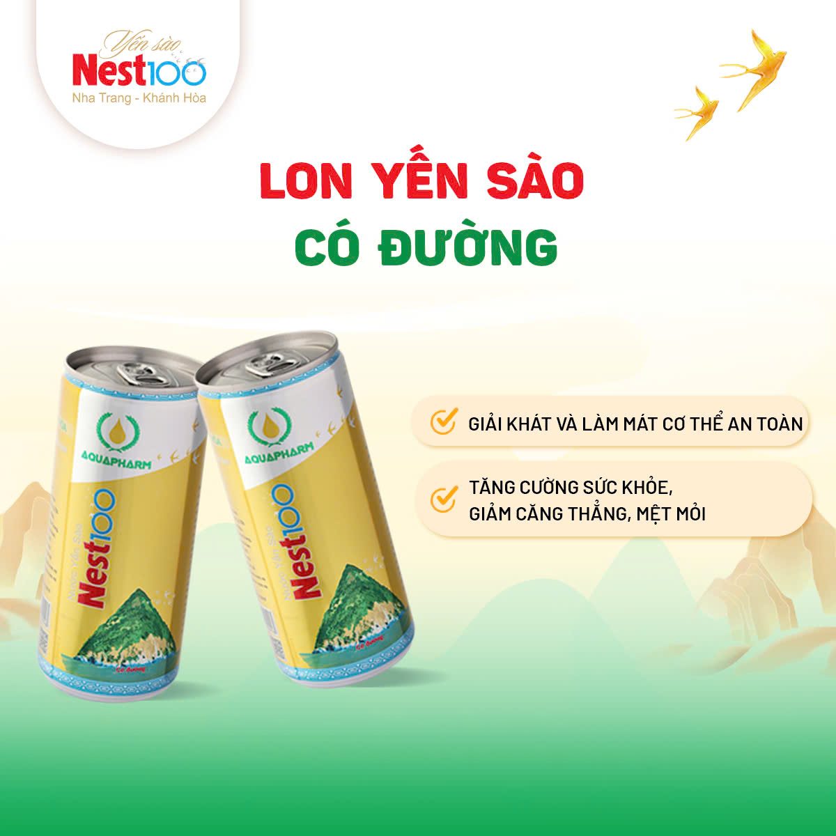 Nước yến sào Nest100 có đường lon 190ml – Thùng 30 lon