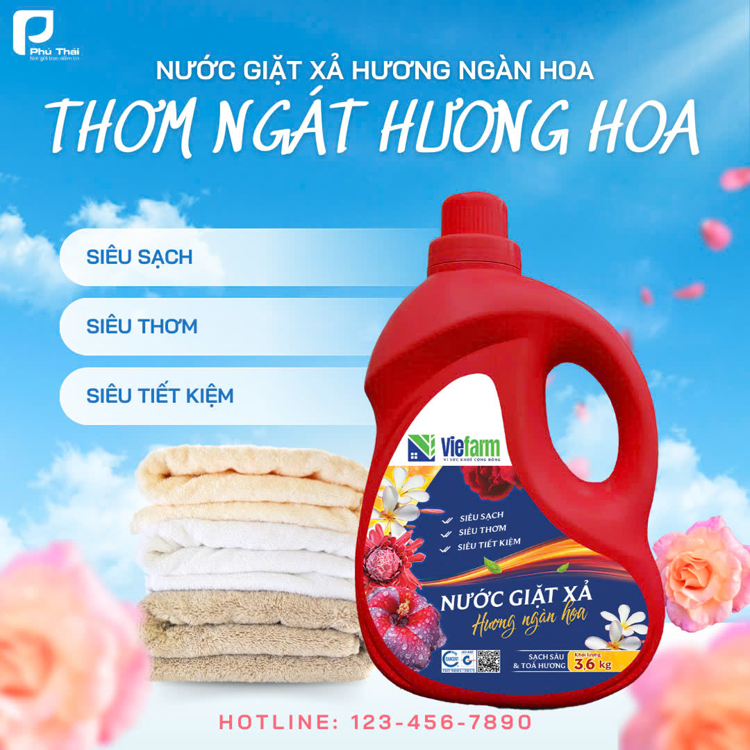 Nước giặt xả hương ngàn hoa VIEFARM 3,6kg