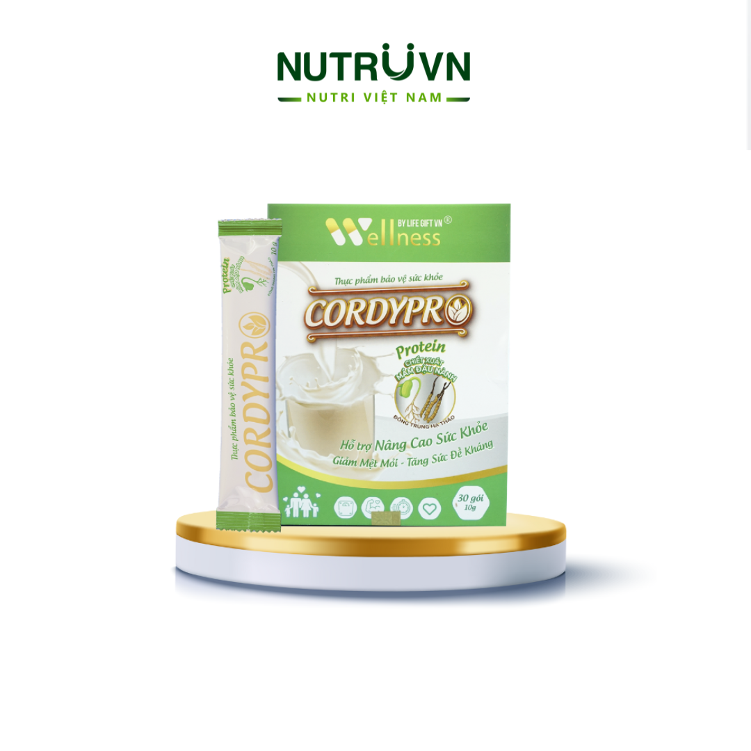 Bột Protein thực vật Cordypro – Hỗ trợ cơ bắp, sức bền, tim mạch, tăng cường miễn dịch (30 gói)