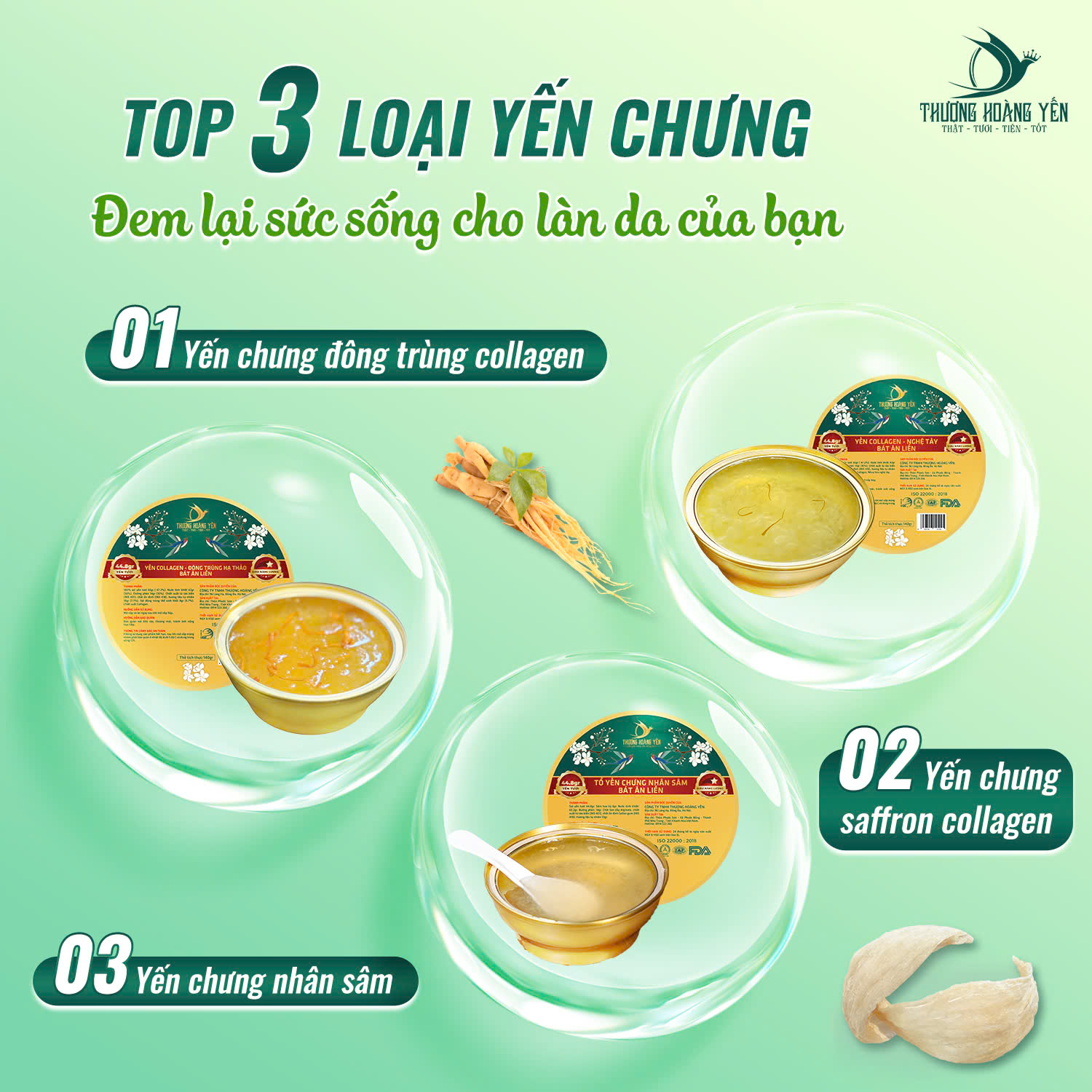 SET 6 Yến chưng Ăn liền mix vị Đặc biệt – THƯỢNG HOÀNG YẾN 140gr