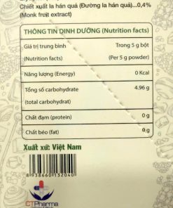 Đường ăn kiêng Monk Fruit CT (Hộp 20 gói x 5g)