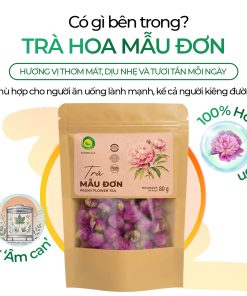 Trà Hoa Mẫu Đơn Sunbeleaf – Thức Uống Thảo Mộc Dịu Nhẹ Cho Phái Đẹp – Túi Zip 80g